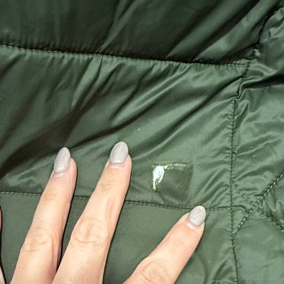 Barbour Olive Puffer Jacket with Faux Fur Trim - Picture 12 of 15